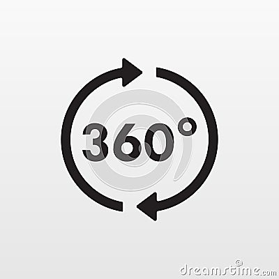 Gray 360 degrees icon isolated. Modern flat pictog Vector Illustration