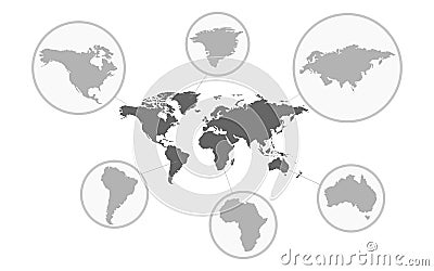 Gray Earth Map. World Map. Wold Map Vector Vector Illustration