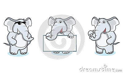 Gray Elephant Mascot happy Vector Illustration