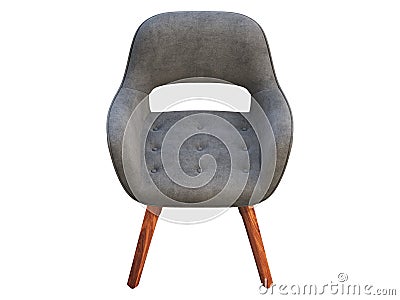 Gray fabric chair with wooden legs. 3d render Stock Photo