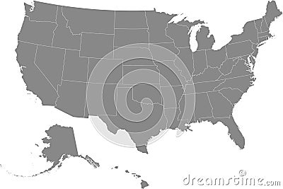 Gray federal map of the United States of America Vector Illustration