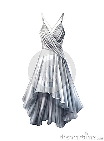Gray female dress isolated on white background. Stock Photo