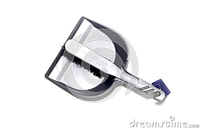 The gray floor sweeper brush and scoop close-up Stock Photo