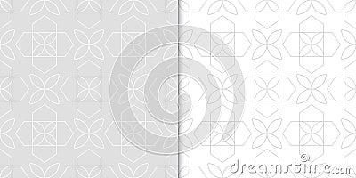 Gray flower seamless patterns. Wallpaper background Vector Illustration