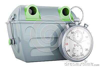 Gray garbage container with stopwatch, 3D rendering Stock Photo