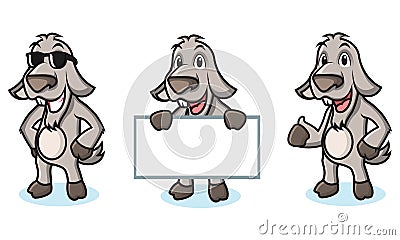 Gray Goat Mascot happy Vector Illustration