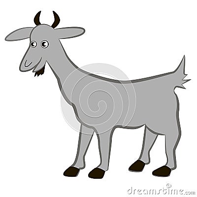 Gray goat on a white background. Vector Illustration