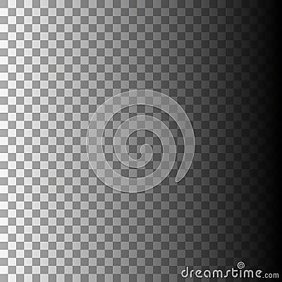 Gray gradient checkerboard. Fading left lighting. Transparent square pattern. Simple seamless design. Vector Illustration