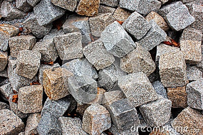 Gray gravel close up photo for background. Sharp stones in pile for construction. Road or building construction supply Stock Photo