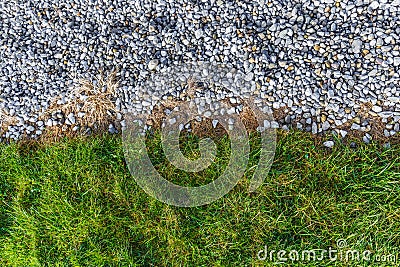 Gray gravel and green grass pattern Stock Photo