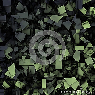 Gray green 3d abstract fragmentation geometric Stock Photo