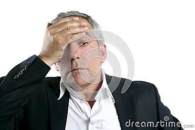 Gray hair sad worried senior businessman expertise Stock Photo