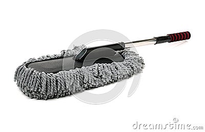 Gray hand cotton duster for cleaning a car Stock Photo