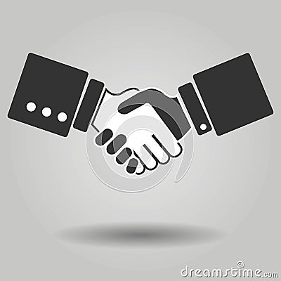 Gray Hand shake icon on background. Modern simple flat handshake sign. Business agree, internet con Vector Illustration