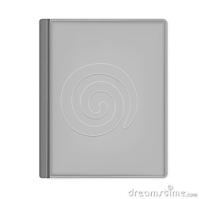 Gray hardcover leather notebook front cover top view, mockup Vector Illustration