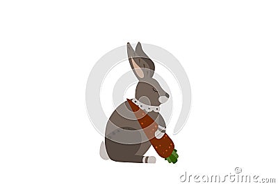 Gray hare with carrot. Vector Illustration