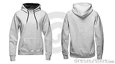 Gray hoodie, sweatshirt mockup, isolated on white background Stock Photo