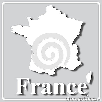 Gray icon with white silhouette of a map France Vector Illustration