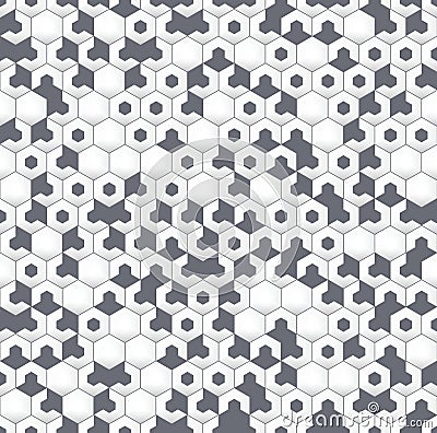 Gray irregular geometric seamless pattern with hexagons. Vector Illustration