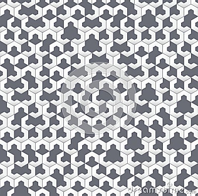 Gray irregular geometric seamless pattern with hexagons. Vector Illustration