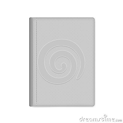 Gray leather bound hardcover notebook isolated on white, mock-up Vector Illustration