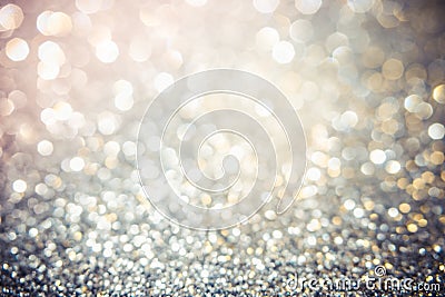 Gray lights and gray and yellow bokeh background for Valentine`s day, event and party concept. Golden background. Vintage Stock Photo