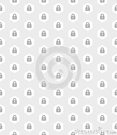 Gray lock symbol hexagon position seamless pattern on white background vector. Simple and flat design, minimalist style, security Stock Photo