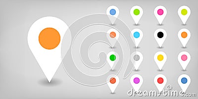 Gray map pin location icon in flat style Vector Illustration