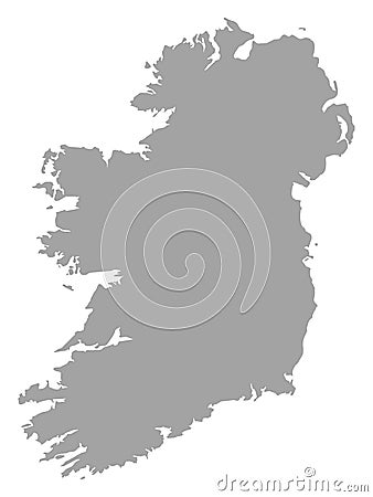 Gray map of Republic of Ireland on white background Vector Illustration