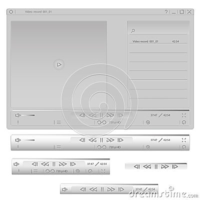 Gray media player Vector Illustration