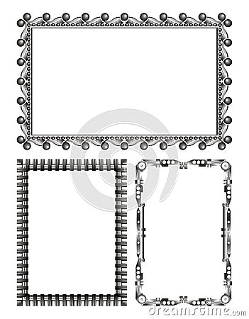 Gray metal frames - set - vector Vector Illustration