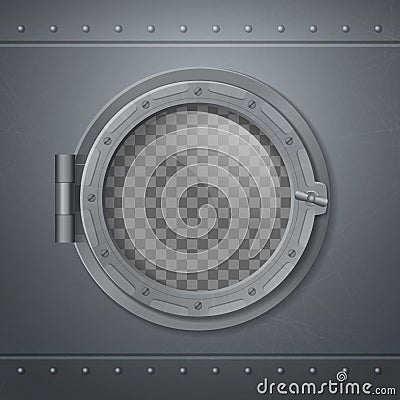 Gray Metal Porthole Realistic Composition Vector Illustration