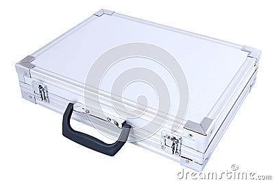 Gray metal suitcase Stock Photo