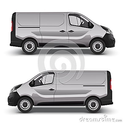 Gray minivan right and left side view Vector Illustration