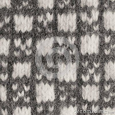 Gray mitten background, grey white textured woolen mittens pattern, knitted warm wool winter fingerless gloves detail large detail Stock Photo