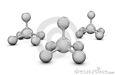 Gray molecule structure, isolated white Cartoon Illustration