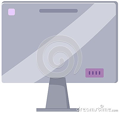 Gray monitor LCD display back view. Monitor computer equipment isolated electronic device Vector Illustration