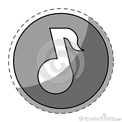 Gray music symbol button design Cartoon Illustration