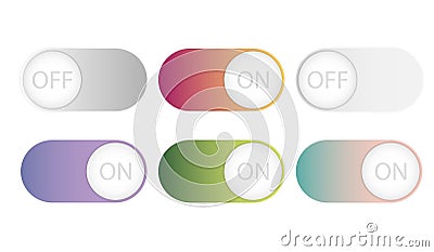 Gray off green gradient on radio switch button with shadows on a white background. Toogle elements icon set templates for website Vector Illustration