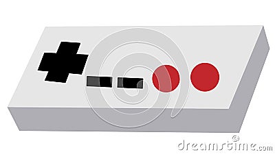 Gray old retro antique vintage hipster joystick manipulator panel from the 80`s, 90`s with red and black buttons for a game cons Vector Illustration