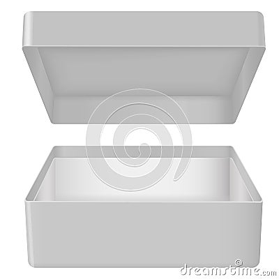 Gray open gift box. Realistic carton mock up Vector Illustration