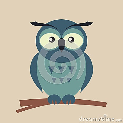 Gray owl Vector Illustration
