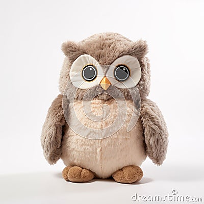 Gray Owl Stuffed Animal - 32k Uhd Style - Beige Stock Photo