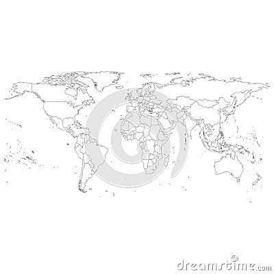 Gray Political World Map Vector Vector Illustration