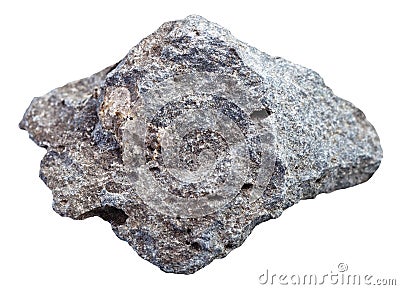 Gray porous basalt stone isolated Stock Photo