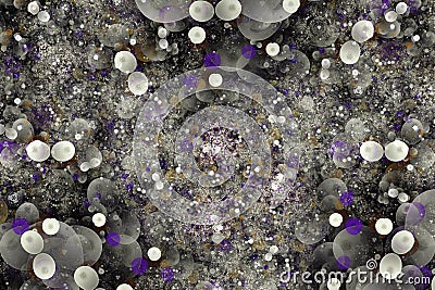 Gray purple pattern of small curved round spots on a black background. Stock Photo