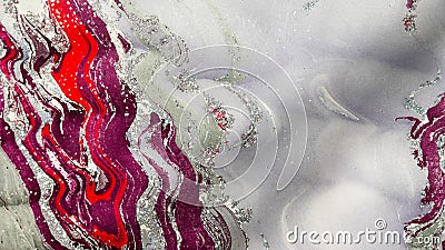 Gray, purple and red marbled paper Stock Photo