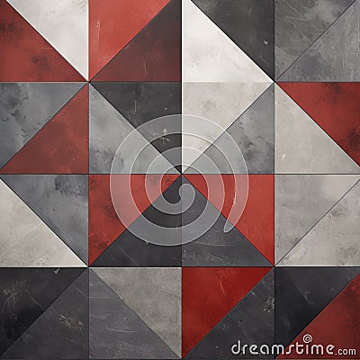 Luxurious Geometry: Red And Grey Tile In Neo-concrete Style Stock Photo