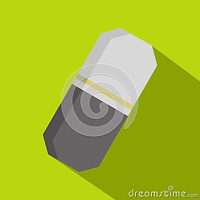 Gray rubber pencil eraser icon, flat style Vector Illustration