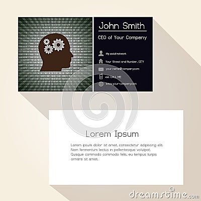 Gray-scale binary code digits abstract business card design eps10 Vector Illustration